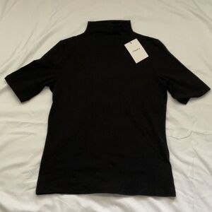 Theory Black Short Sleeve Mock Turtleneck Tee